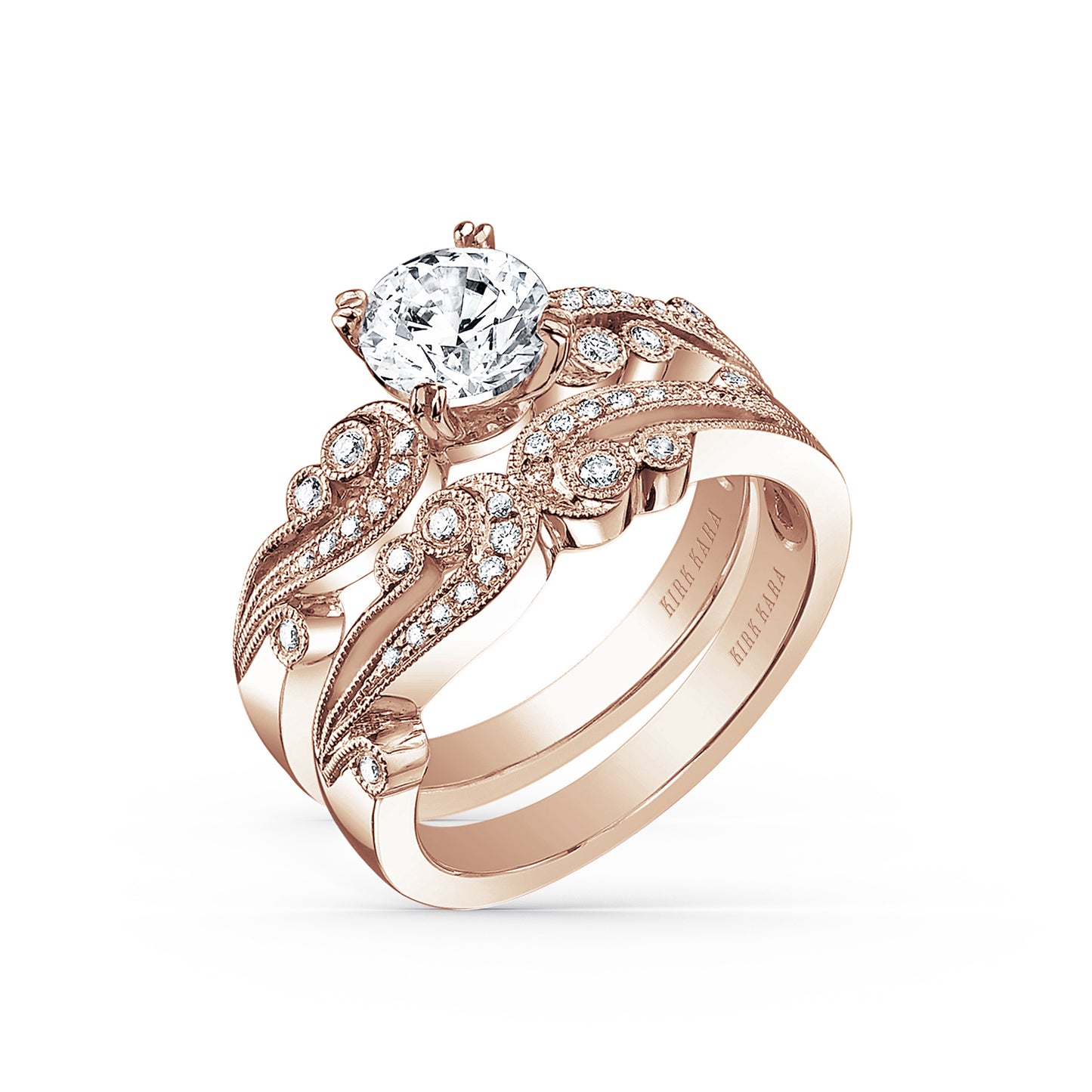 Artistic Waves Diamond Milgrain Engagement Ring