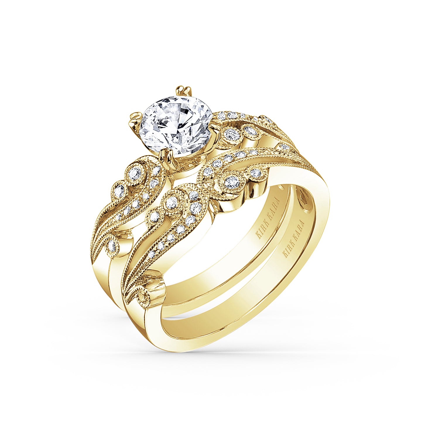 Artistic Waves Diamond Milgrain Engagement Ring