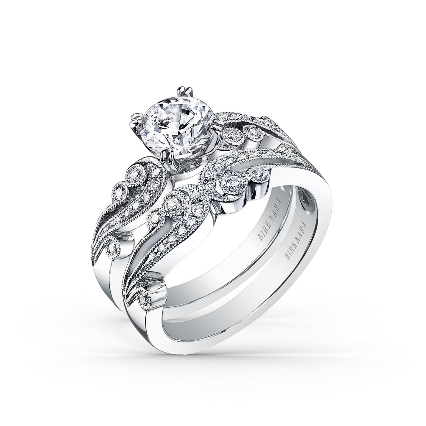 Artistic Waves Diamond Milgrain Engagement Ring