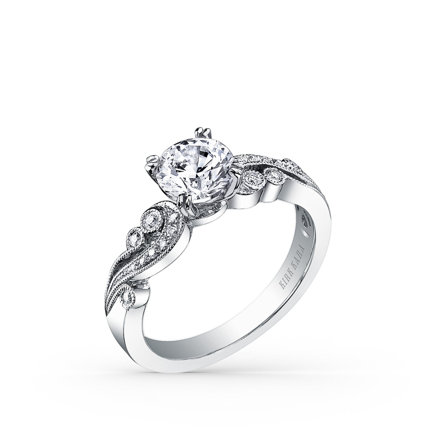 Artistic Waves Diamond Milgrain Engagement Ring