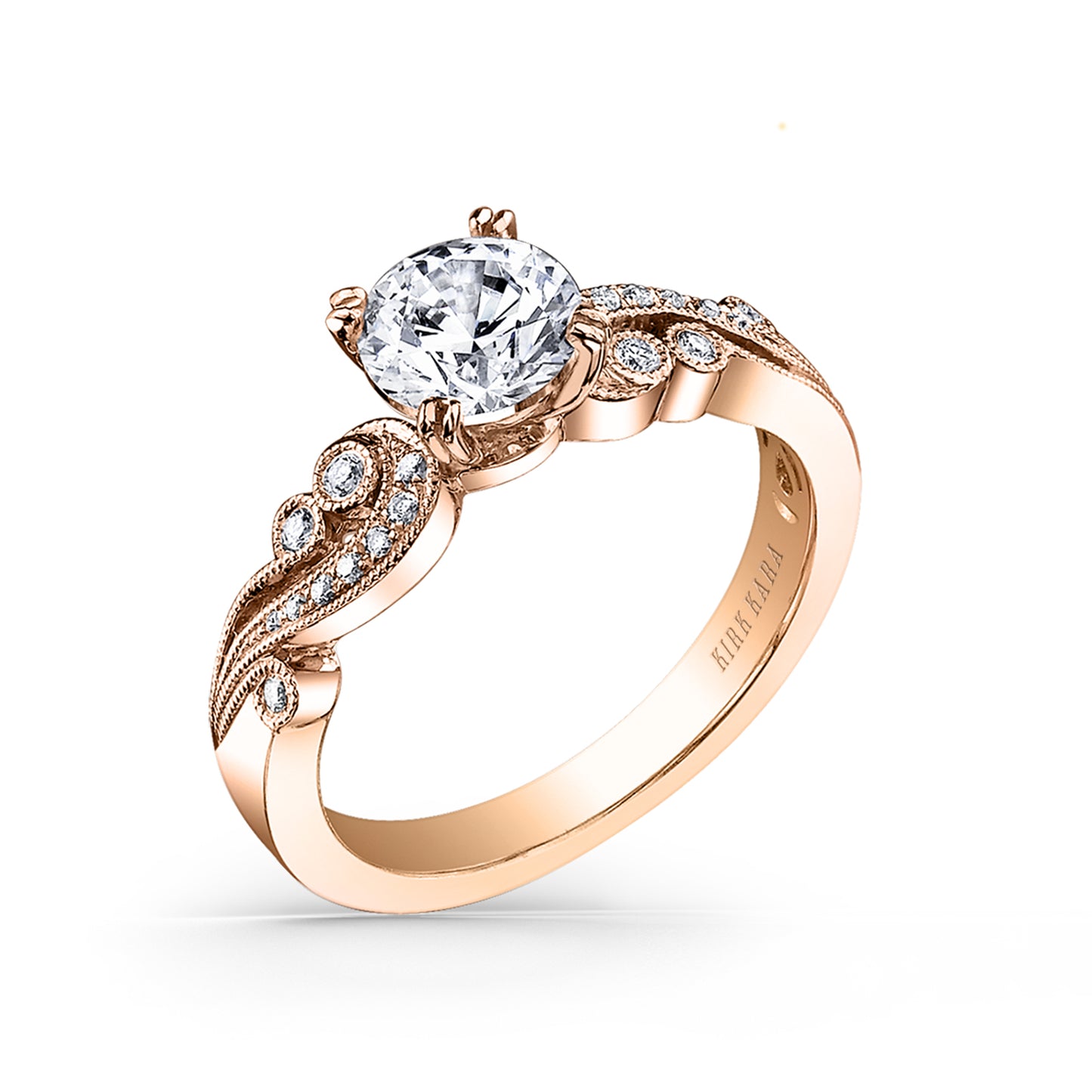 Artistic Waves Diamond Milgrain Engagement Ring