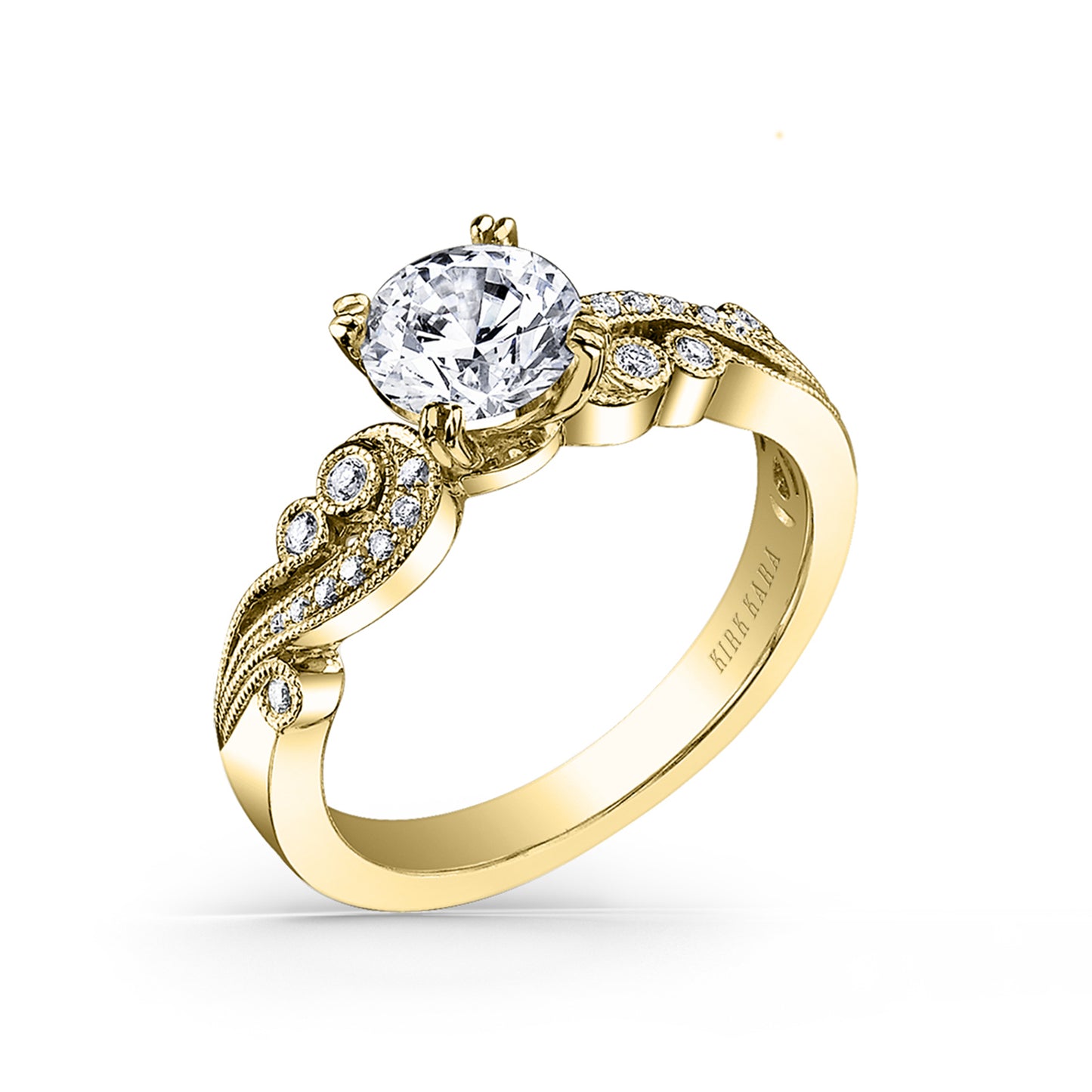 Artistic Waves Diamond Milgrain Engagement Ring