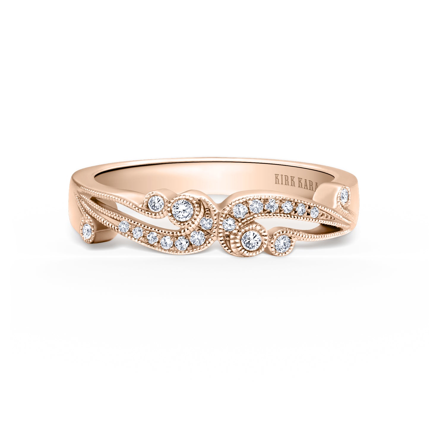 Artistic Waves Diamond Milgrain Wedding Band