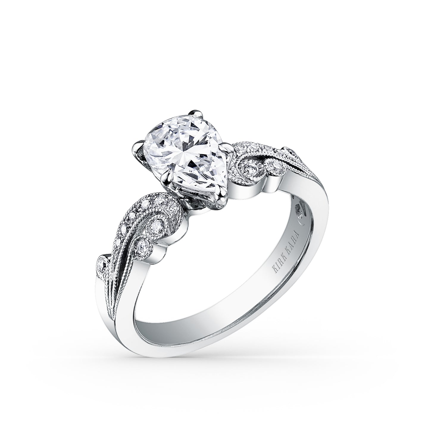 Artistic Reverse Swirl Diamond Milgrain Engagement Ring