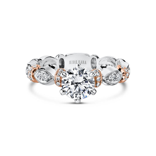 Two Tone Geometric Bar Ring with 1ct Round Certified Lab Diamond Center