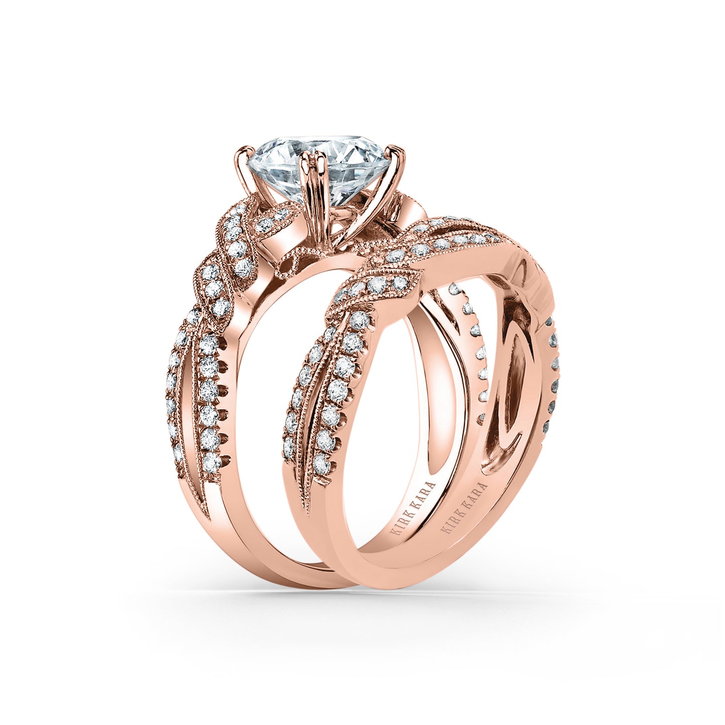 Twist Split Shank Diamond Engagement Ring