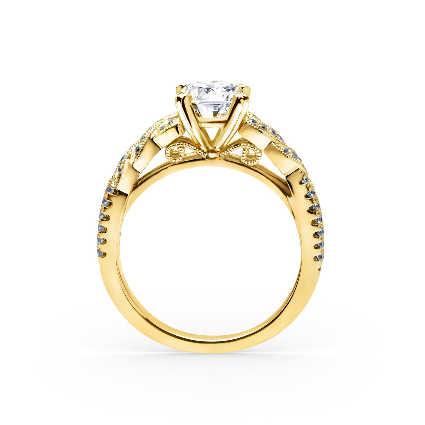 Split Shank Ribbon Diamond Engagement Ring