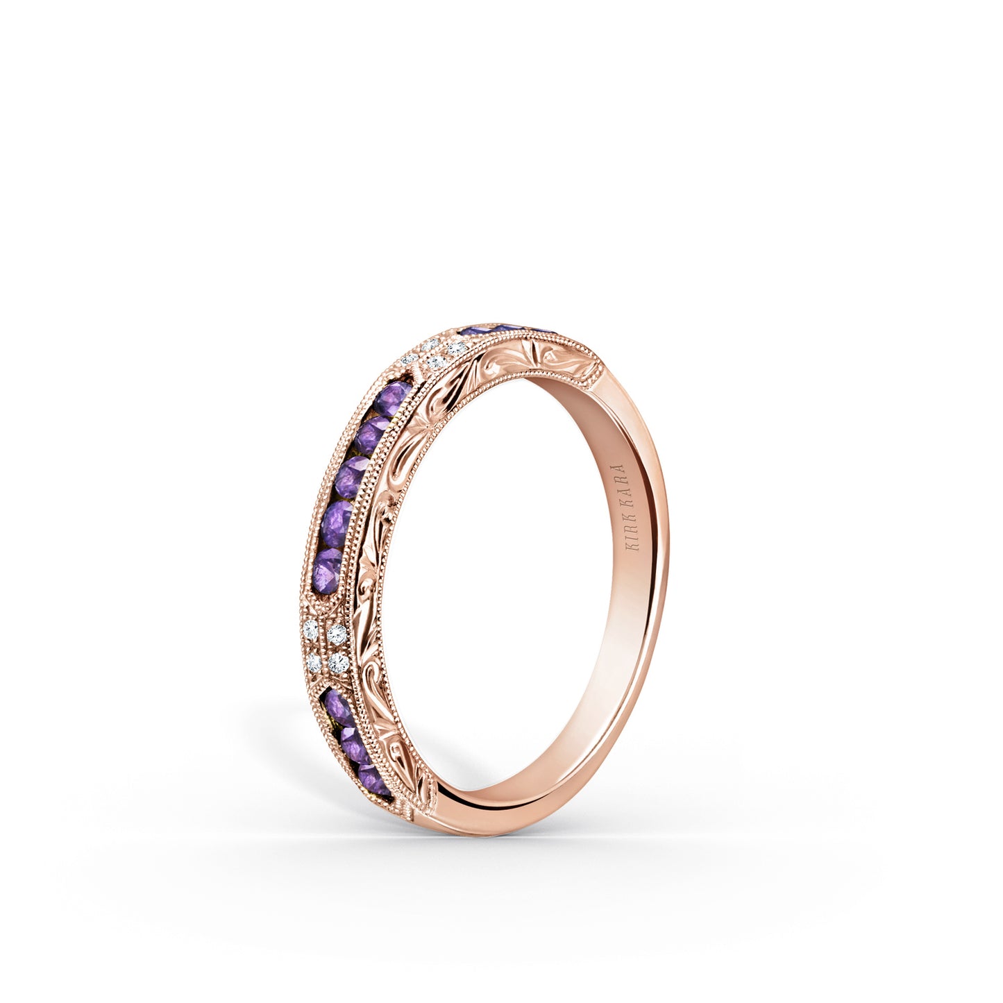 Channel Set Artful Amethyst Diamond Wedding Band