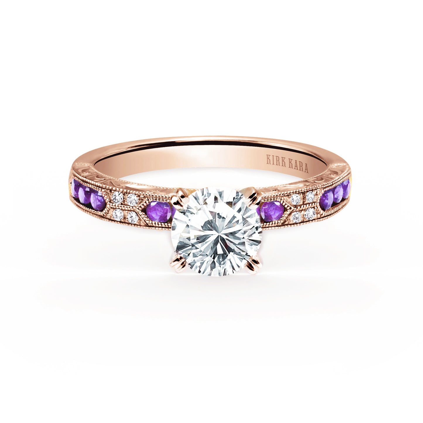 Channel Set Artful Amethyst Diamond Engagement Ring