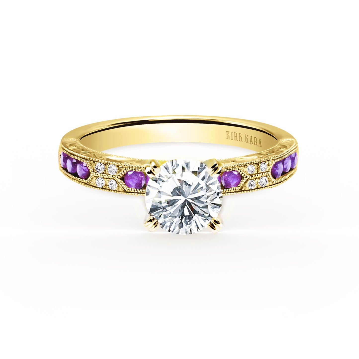 Channel Set Artful Amethyst Diamond Engagement Ring