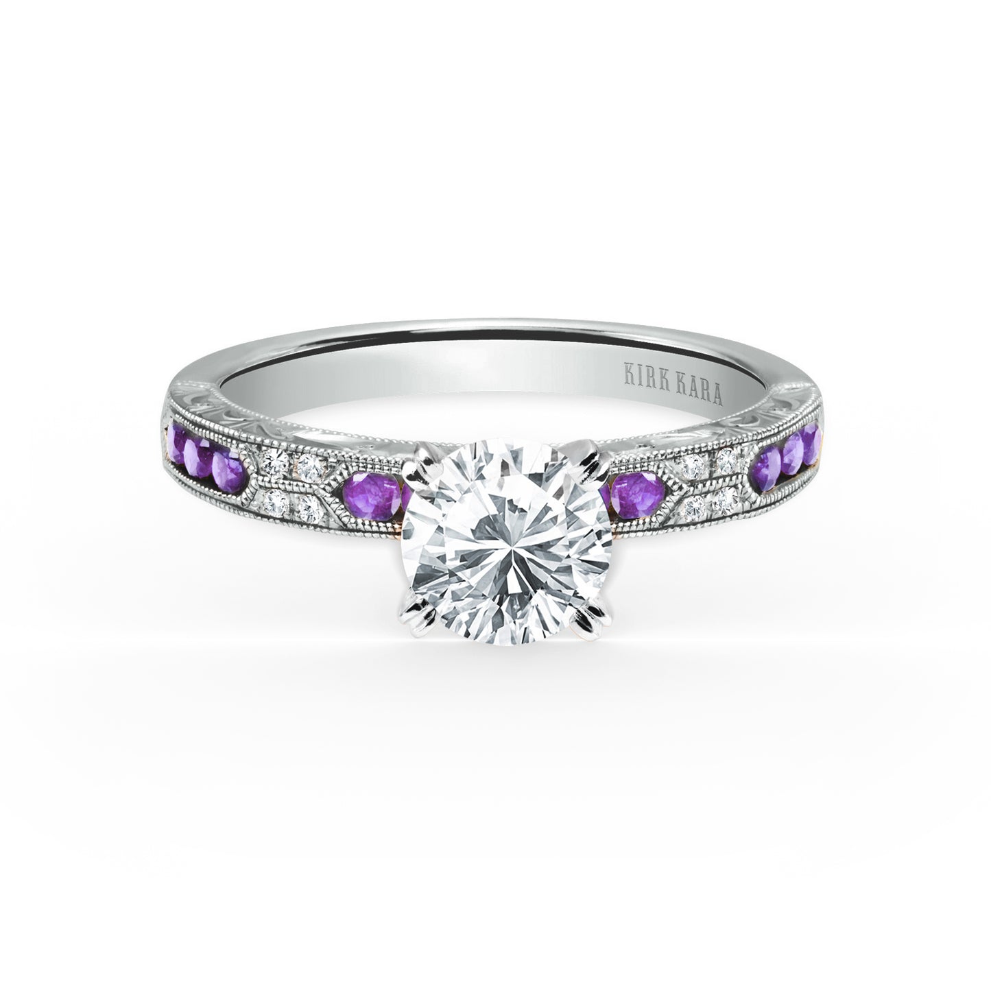 Channel Set Artful Amethyst Diamond Engagement Ring