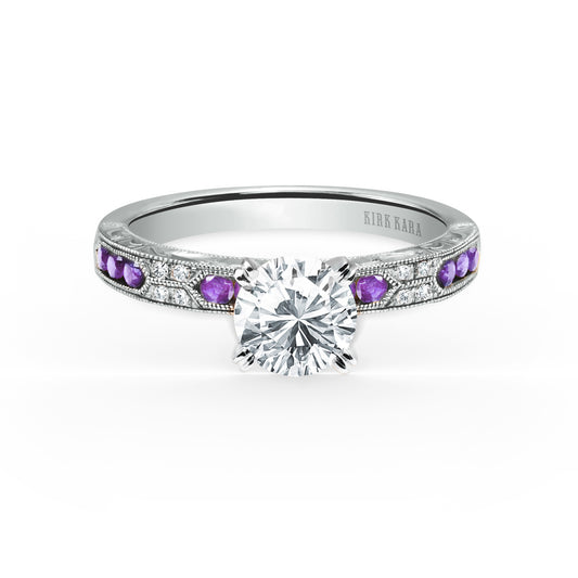 Channel Set Artful Amethyst Diamond Engagement Ring