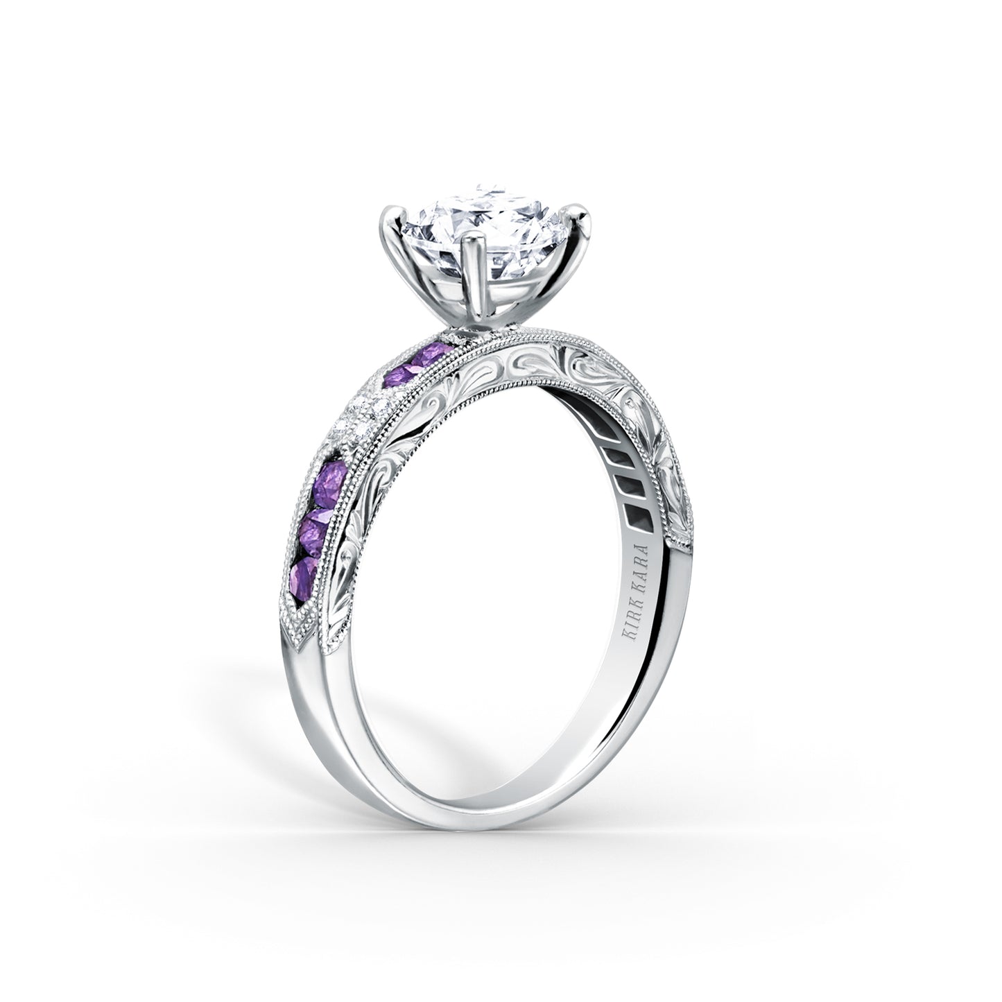 Channel Set Artful Amethyst Diamond Engagement Ring