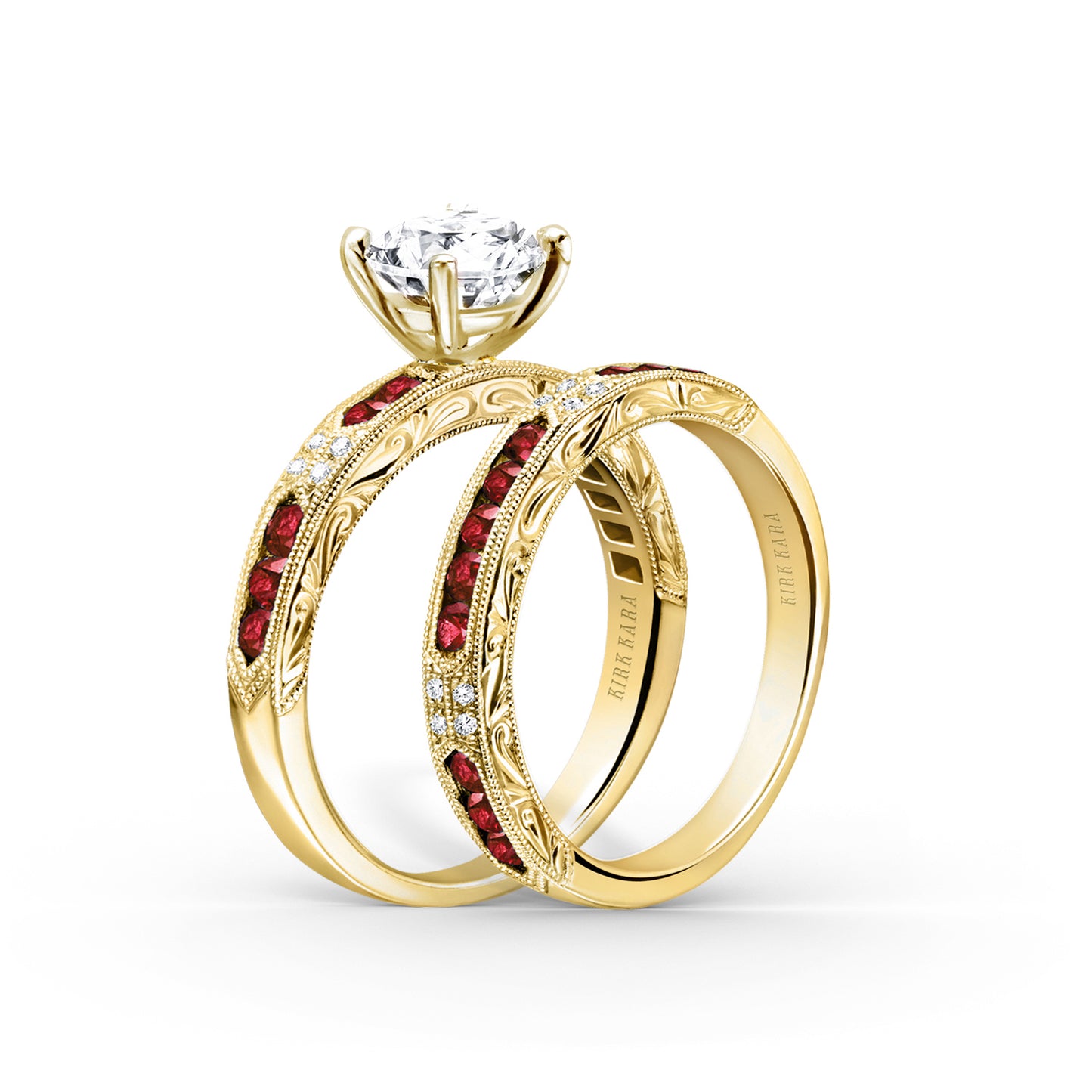 Channel Set Artful Ruby Diamond Wedding Band