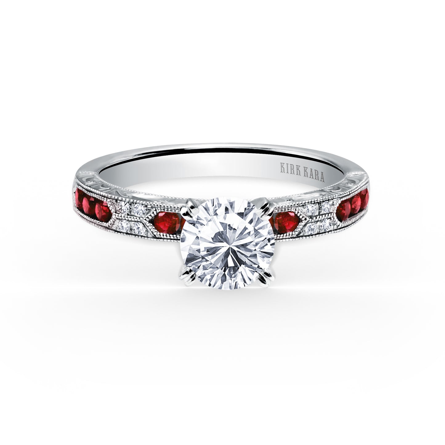 Channel Set Artful Ruby Diamond Engagement Ring