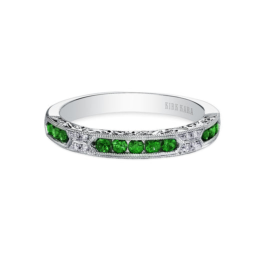 Channel Set Artful Tsavorite Diamond Wedding Band