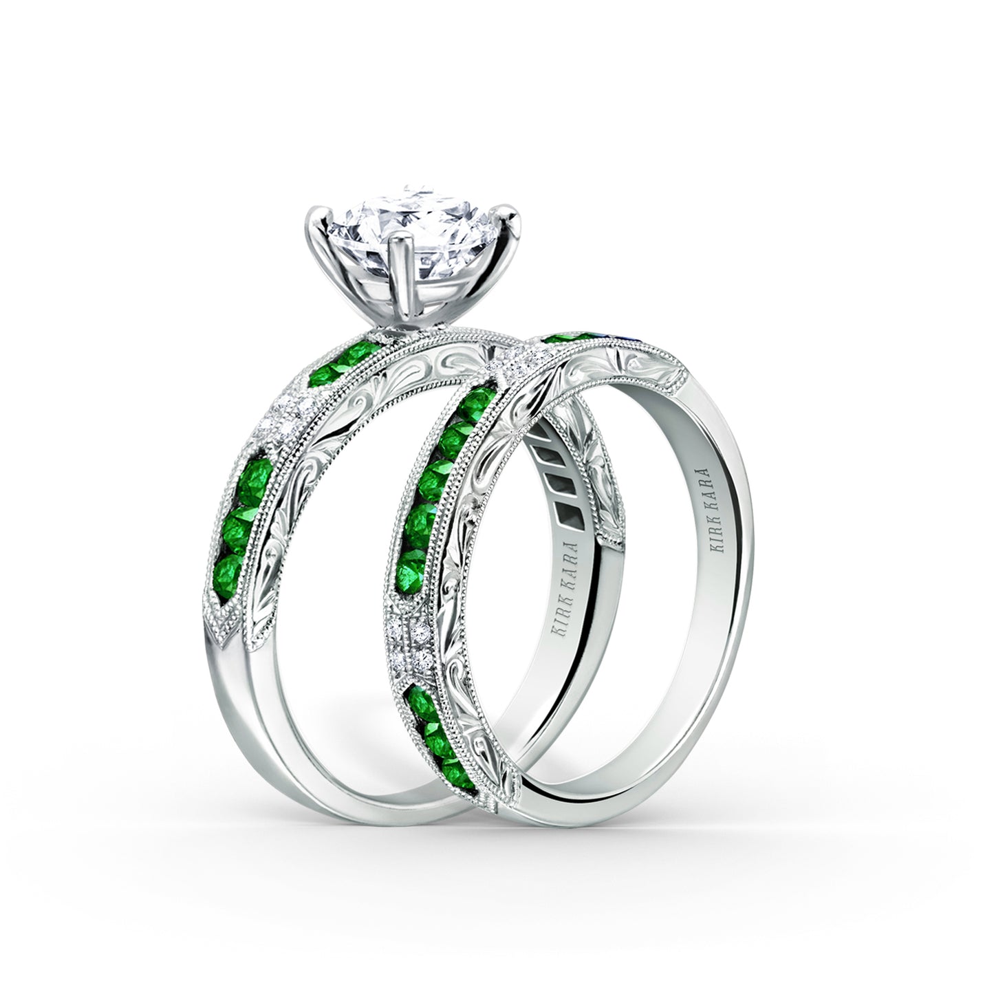 Channel Set Artful Tsavorite Diamond Engagement Ring