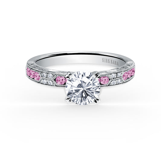 Channel Set Artful Pink Sapphire Diamond Engagement Ring