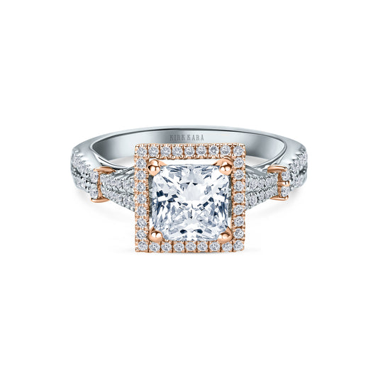 Romantic  Split Shank Halo Diamond Engagement Ring