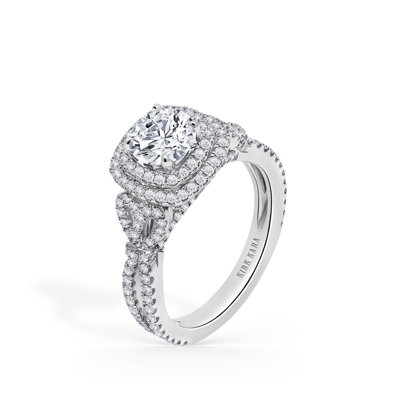 Romantic Bows Double Halo Diamond Engagement Ring