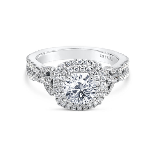 Romantic Bows Double Halo Diamond Engagement Ring