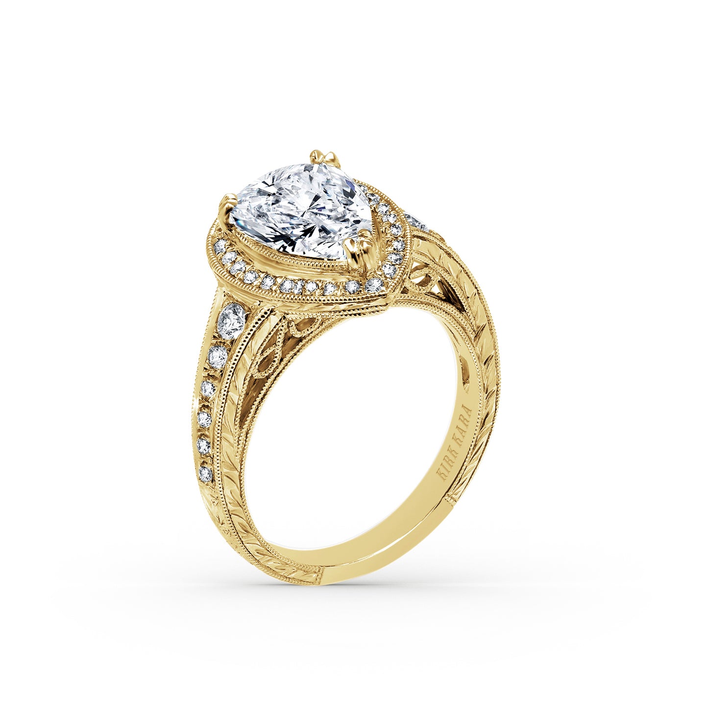 Elegant Pear Halo Diamond Engagement Ring