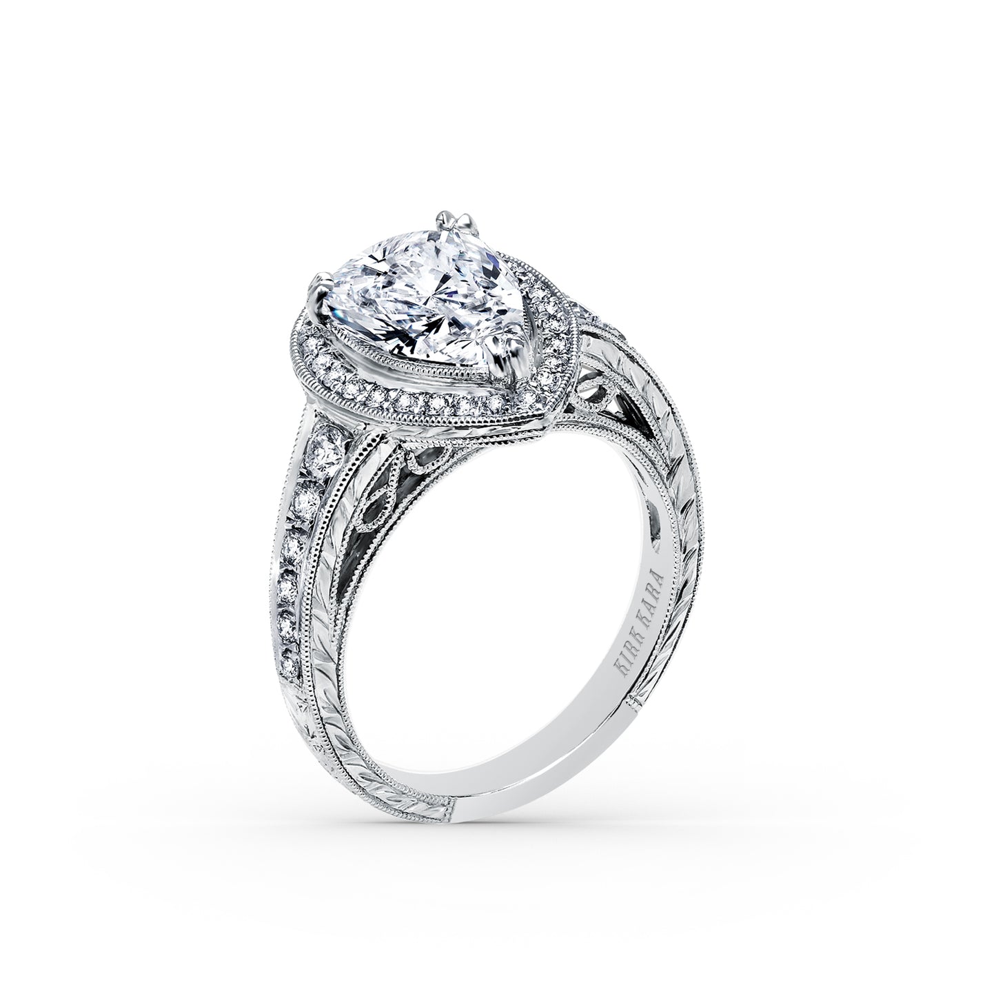 Elegant Pear Halo Diamond Engagement Ring