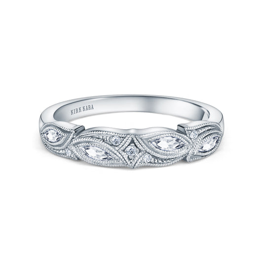 Botanical Floral Marquise Diamond Wedding Band