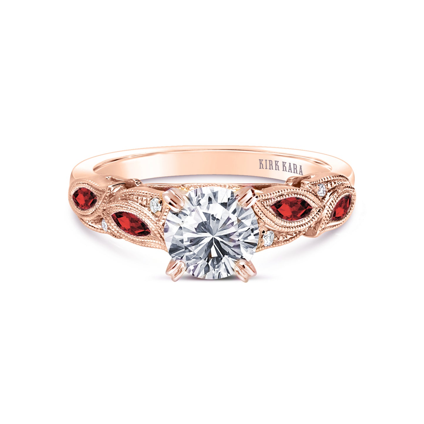 Botanical Floral Ruby Marquise Diamond Engagement Ring
