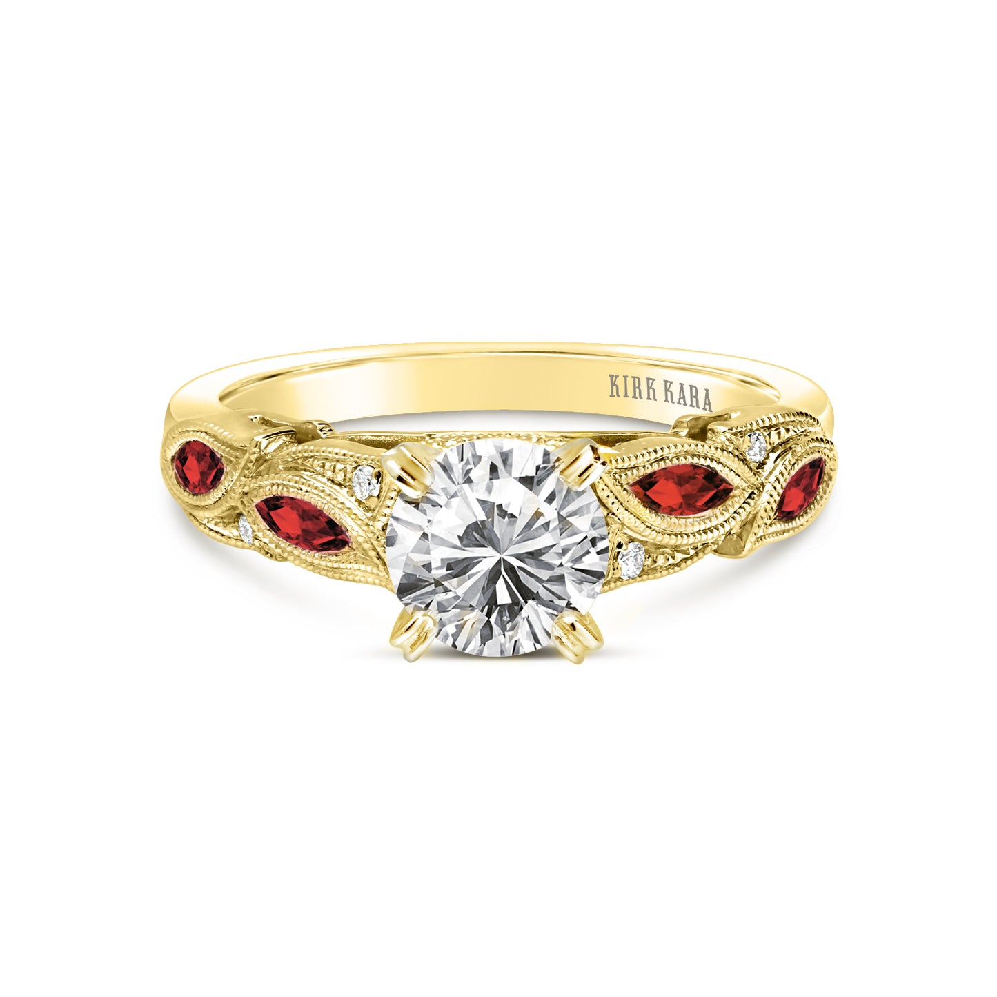 Botanical Floral Ruby Marquise Diamond Engagement Ring