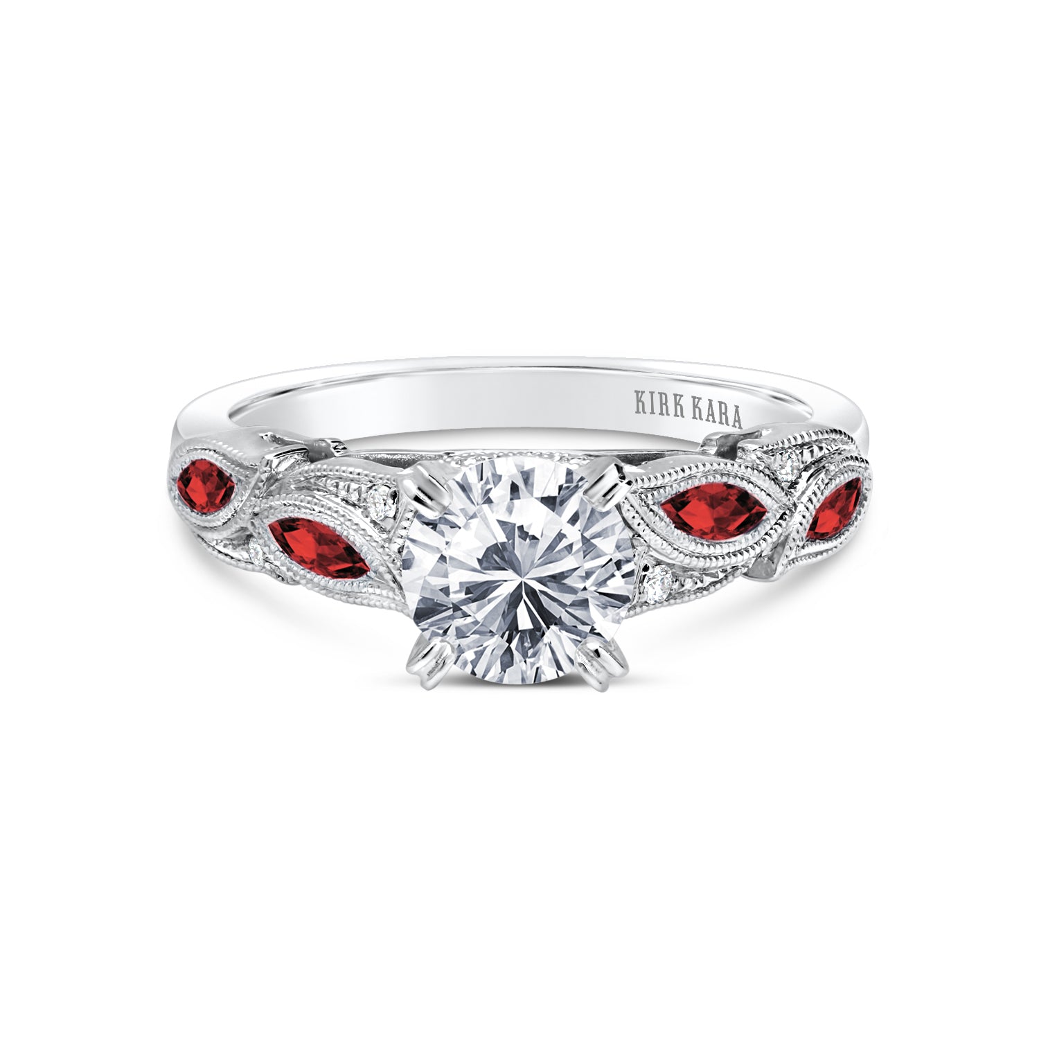 Botanical Floral Ruby Marquise Diamond Engagement Ring