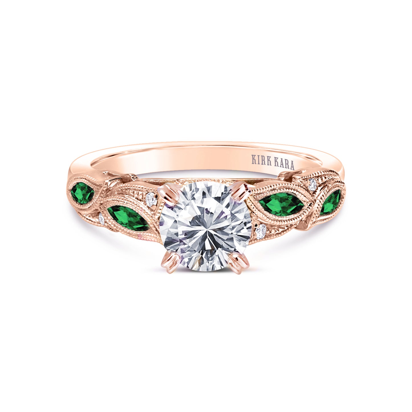 Botanical Floral Tsavorite Marquise Diamond Engagement Ring