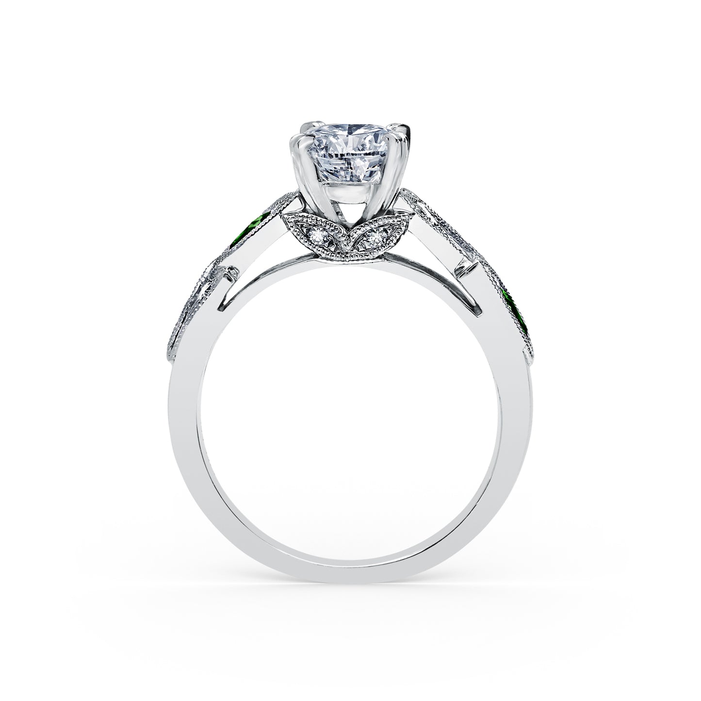 Botanical Floral Tsavorite Marquise Diamond Engagement Ring