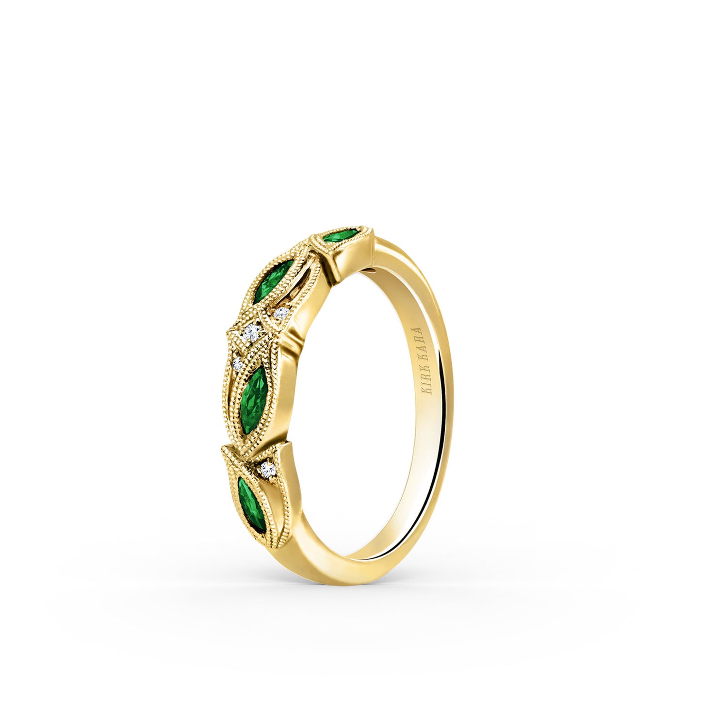 Botanical Floral Tsavorite Marquise Diamond Wedding Band