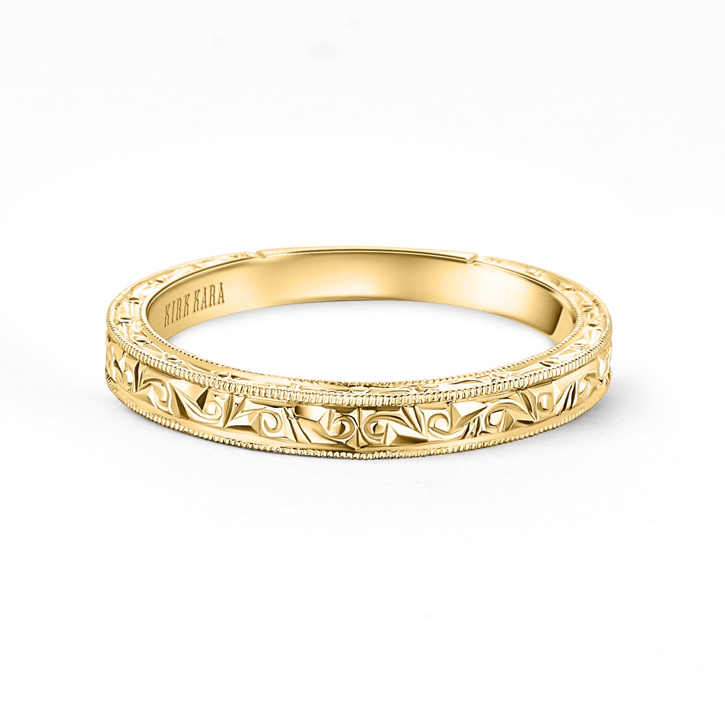 Scroll Engraved Milgrain Timeless Wedding Band