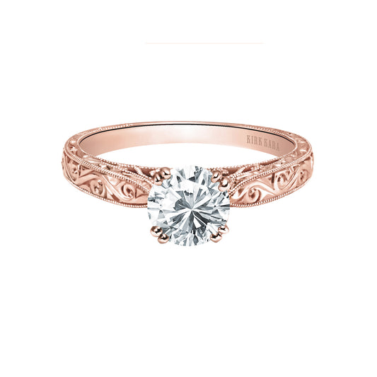 Hand Engraved Vintage Inspired Solitaire Engagement Ring