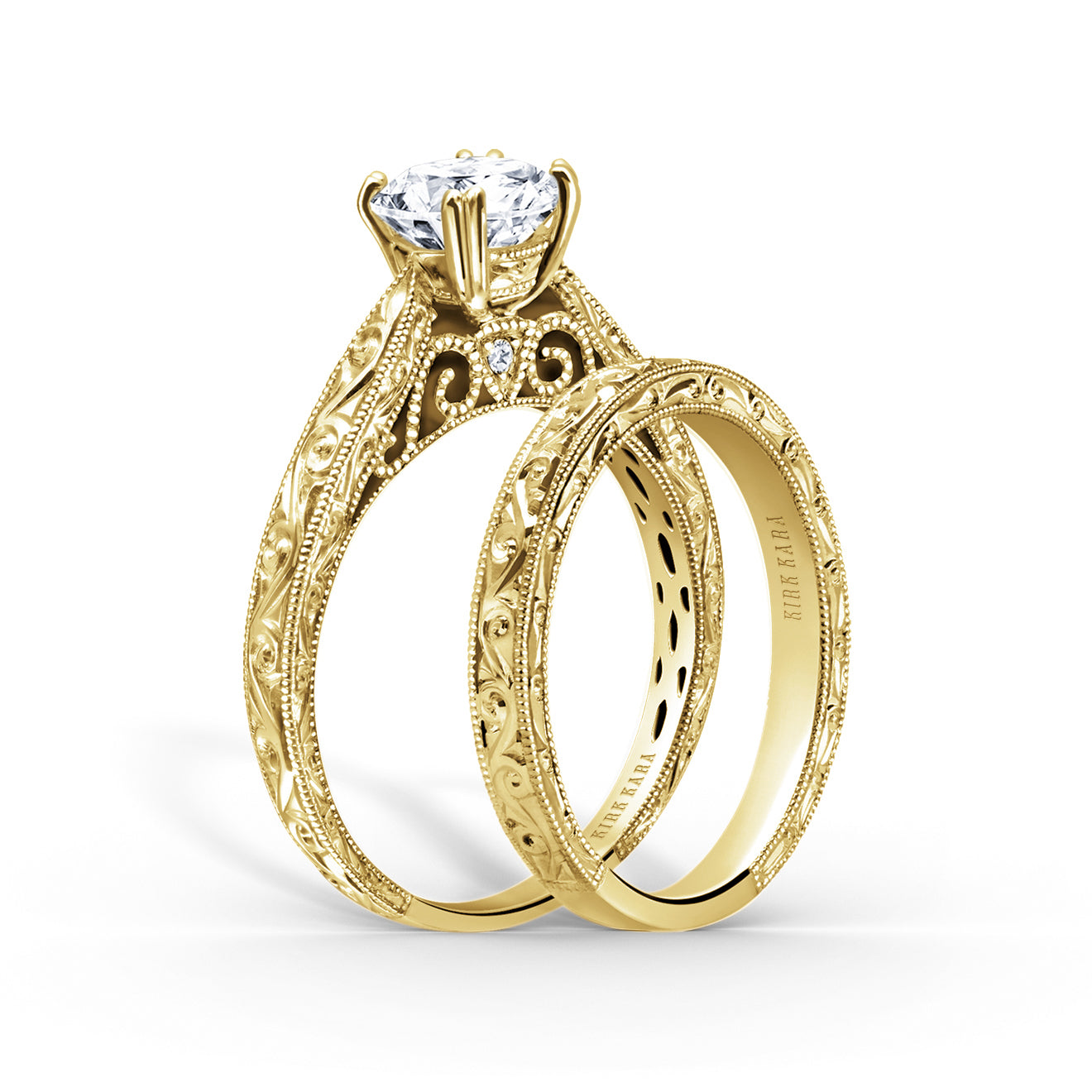 Hand Engraved Vintage Inspired Solitaire Engagement Ring – Kirk Kara