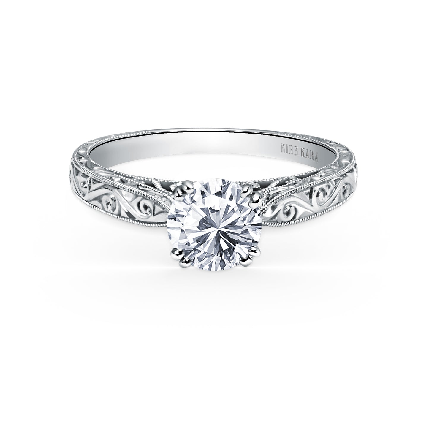 Hand Engraved Vintage Inspired Solitaire Engagement Ring