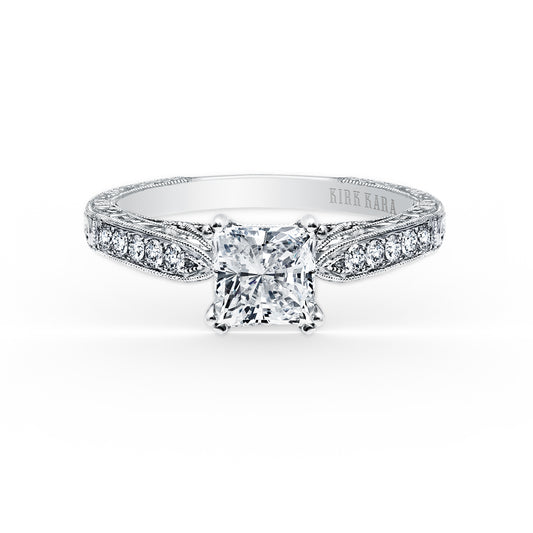 Hand Engraved Vintage Inspired Diamond Solitaire Engagement Ring