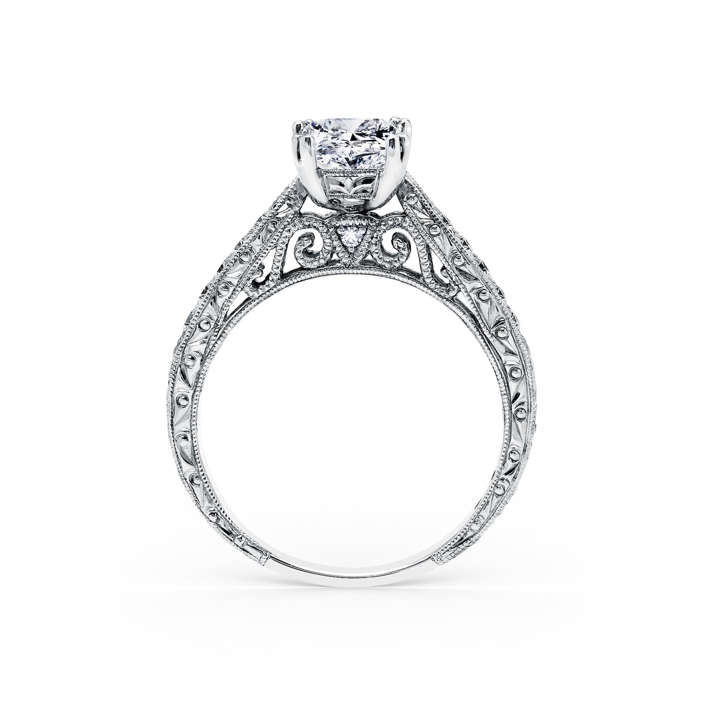Hand Engraved Vintage Inspired Diamond Solitaire Engagement Ring