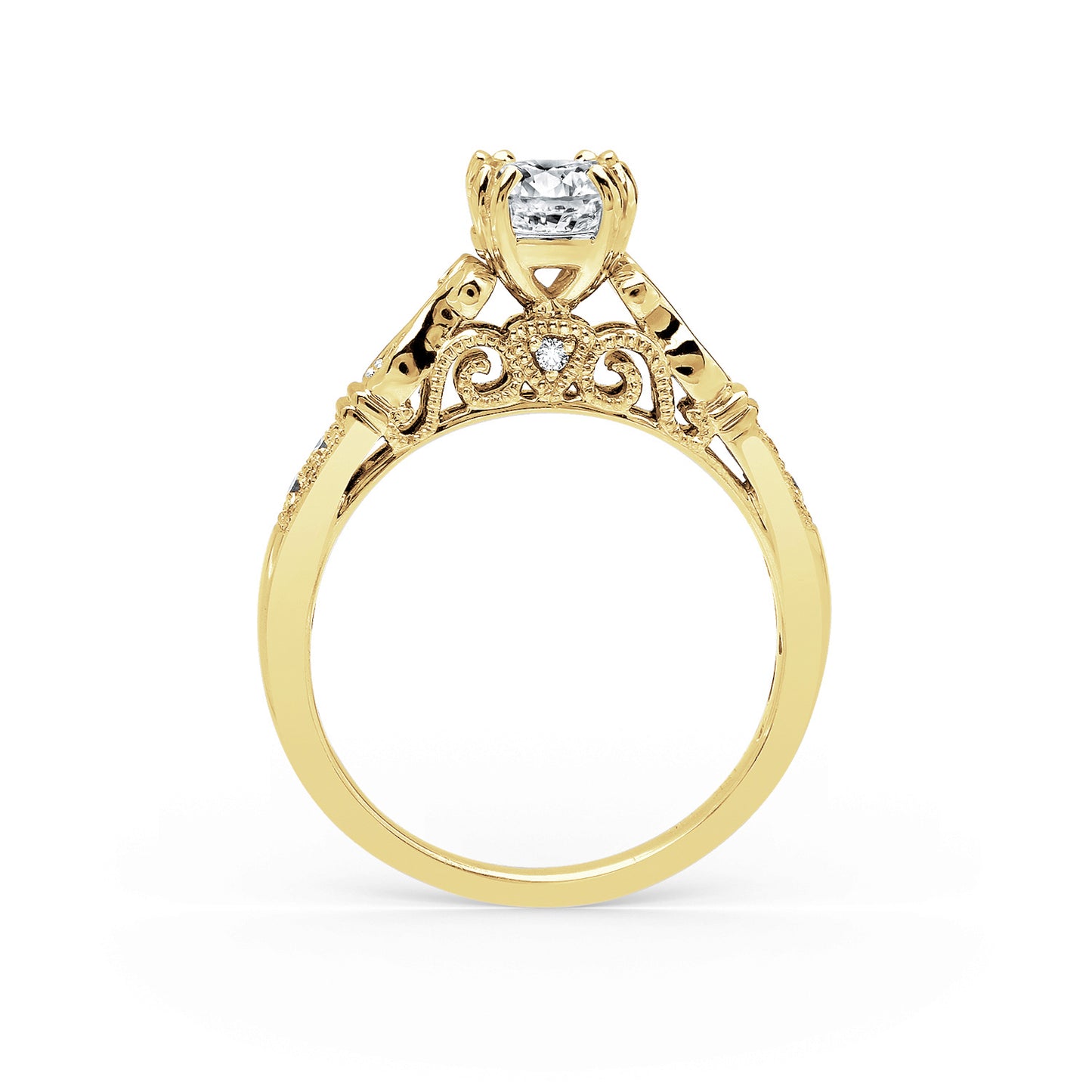 Ribbon Filigree Diamond Engagement Ring
