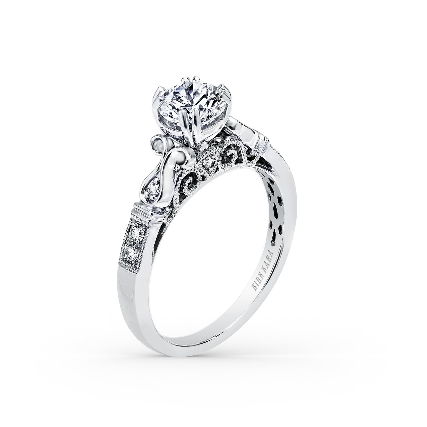 Ribbon Filigree Diamond Engagement Ring