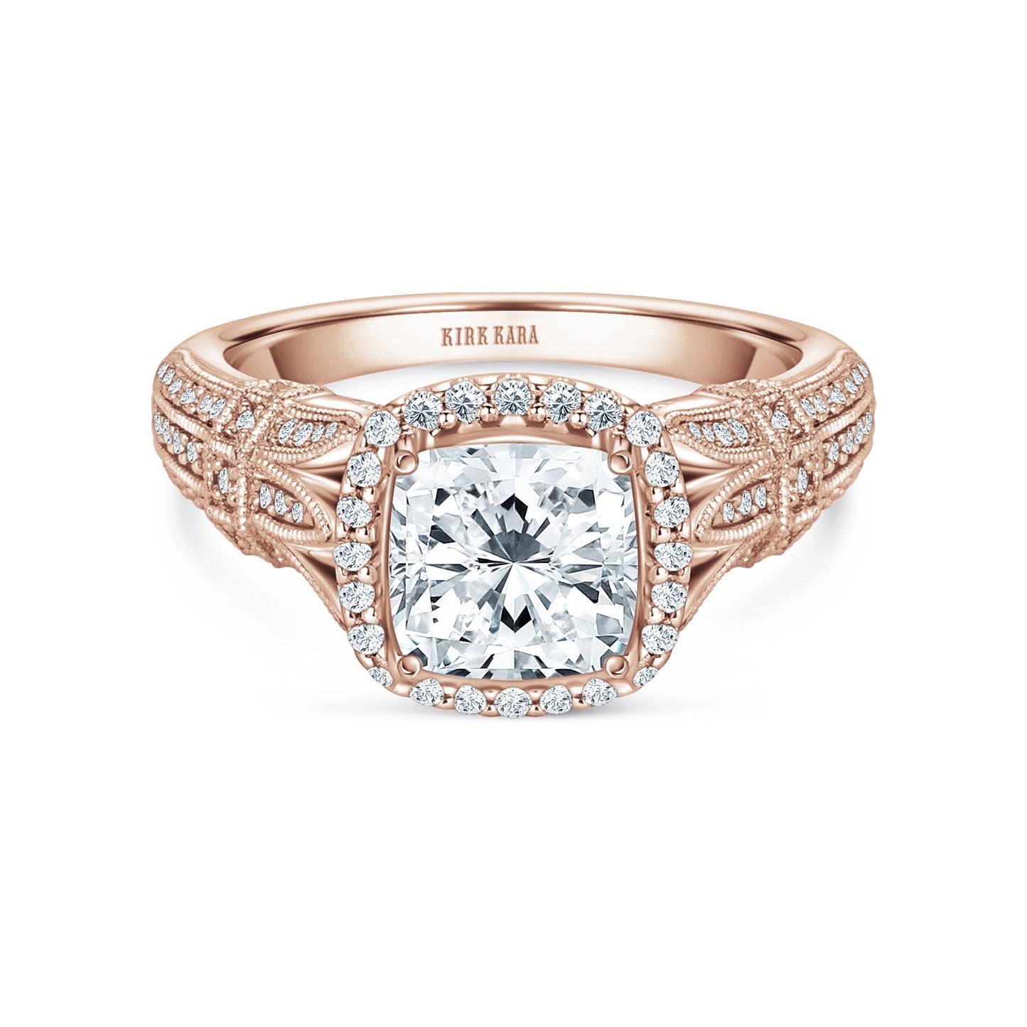 Filigree Vintage Halo Cathedral Diamond Engagement Ring