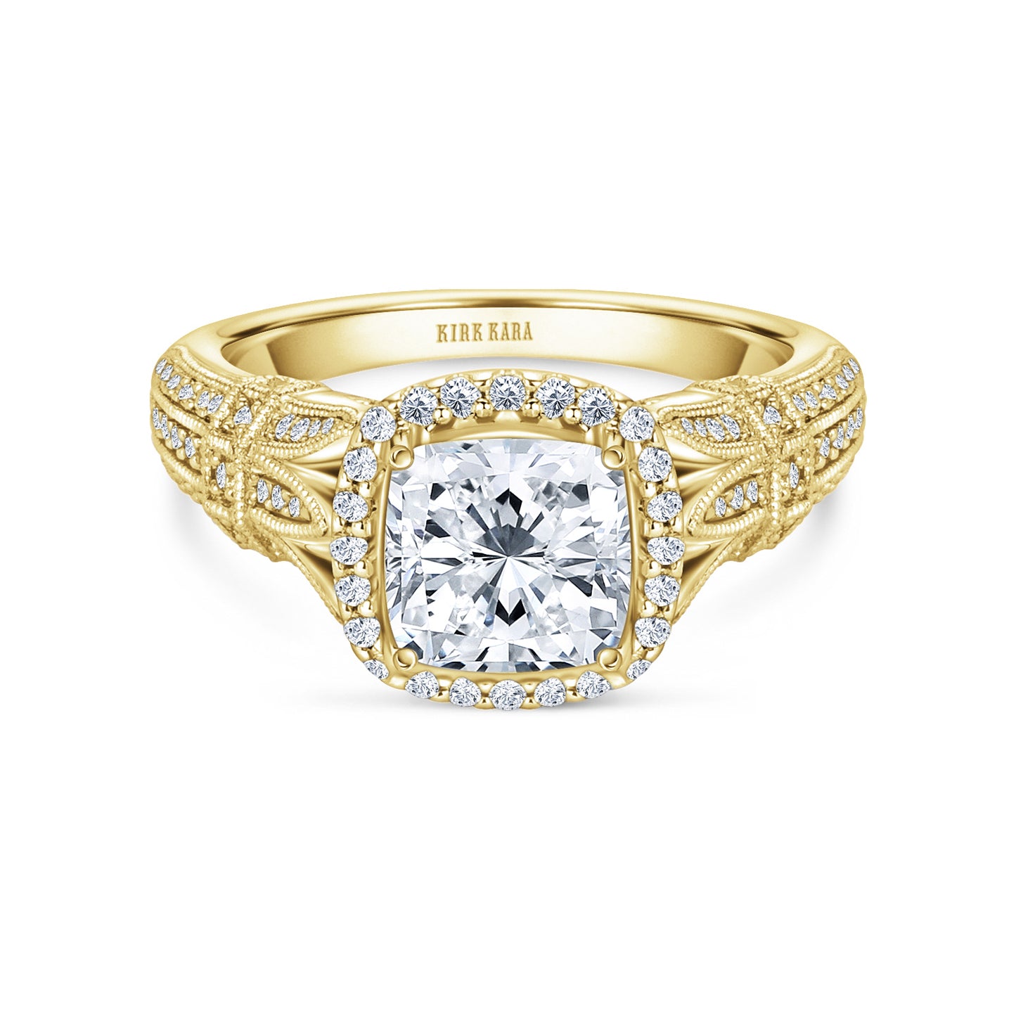 Filigree Vintage Halo Cathedral Diamond Engagement Ring