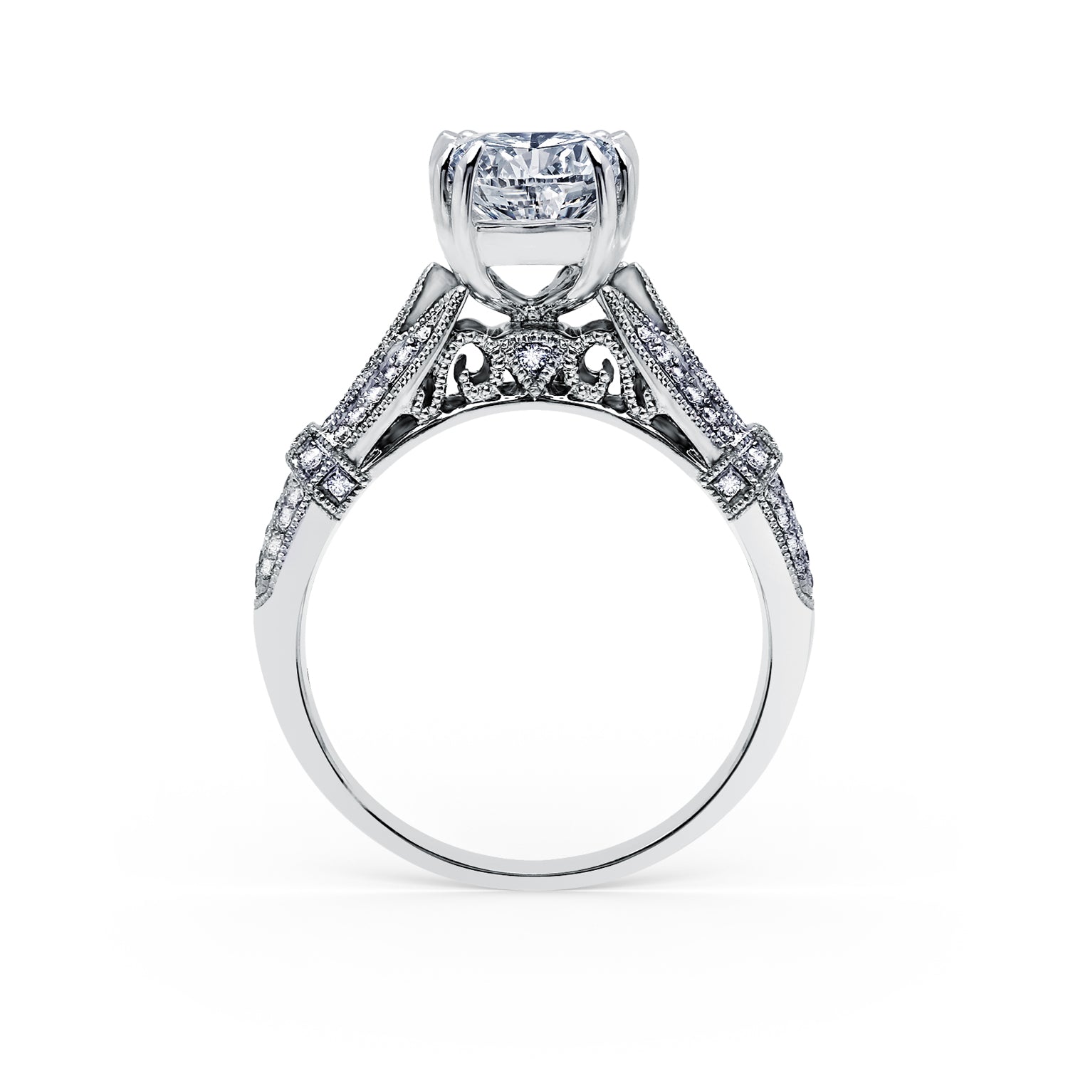 Filigree Vintage Cathedral Diamond Engagement Ring – Kirk Kara