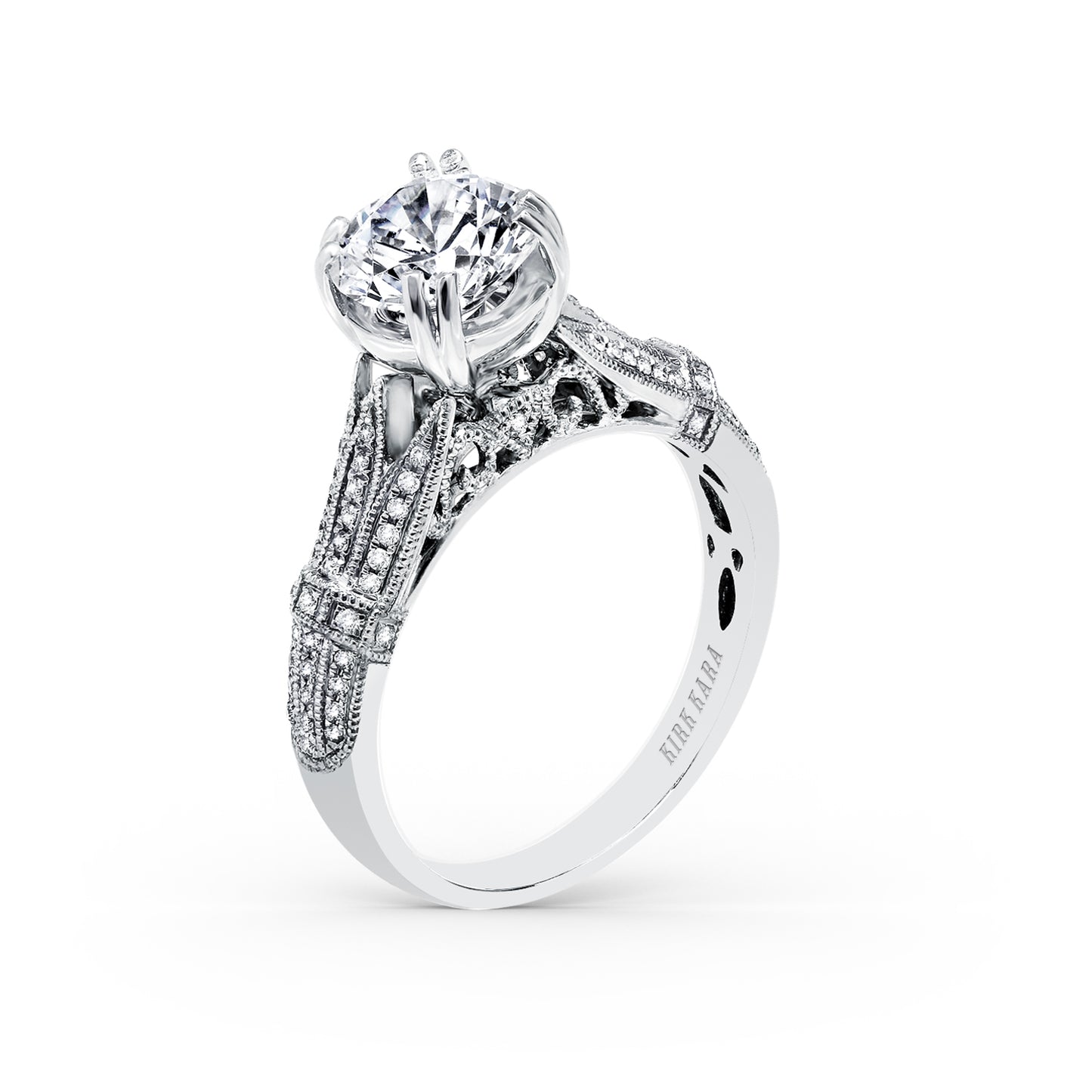 Filigree Vintage Cathedral Diamond Engagement Ring