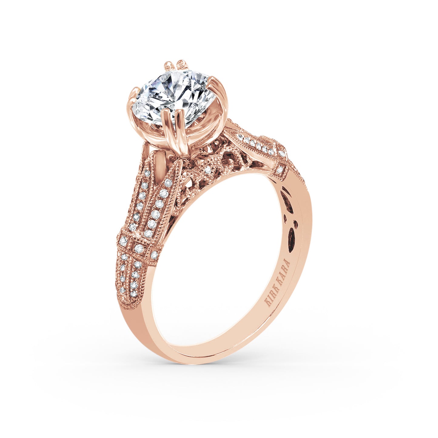 Filigree Vintage Cathedral Diamond Engagement Ring