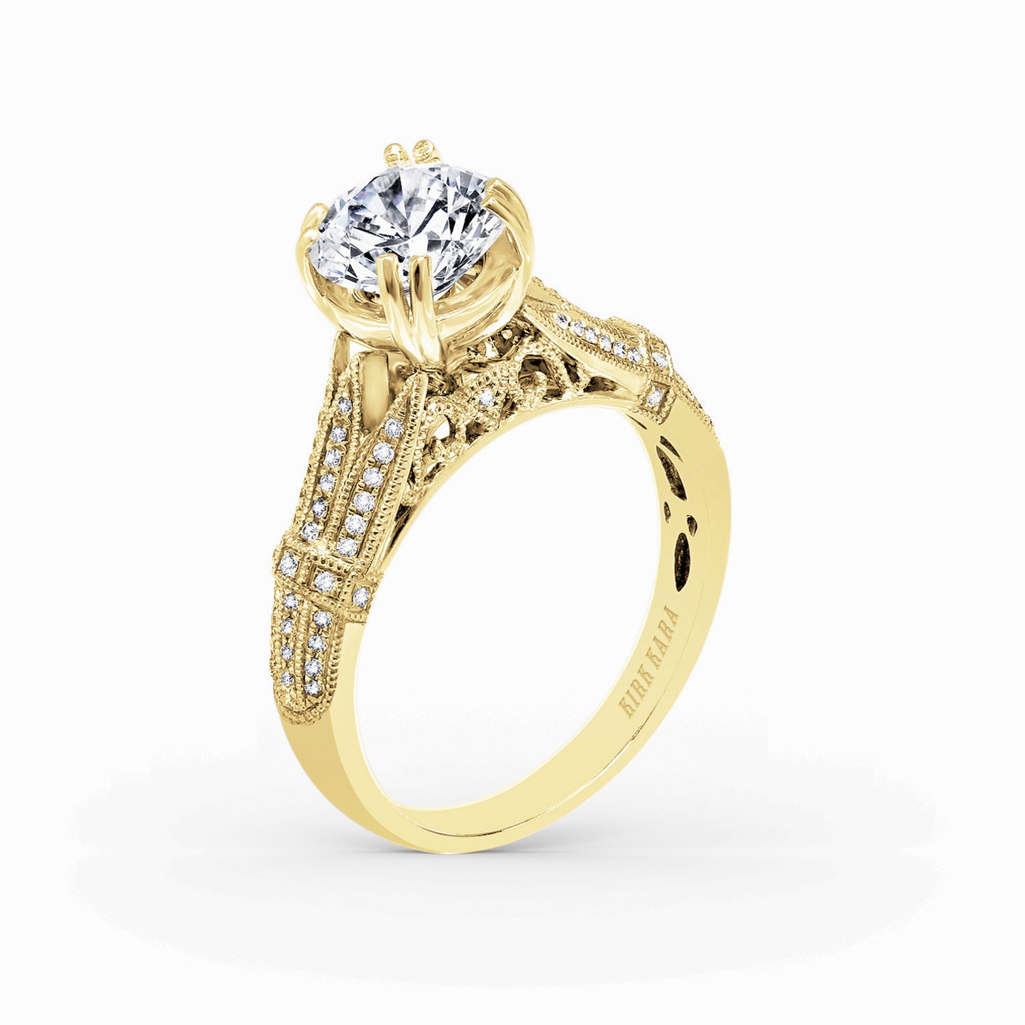 Filigree Vintage Cathedral Diamond Engagement Ring