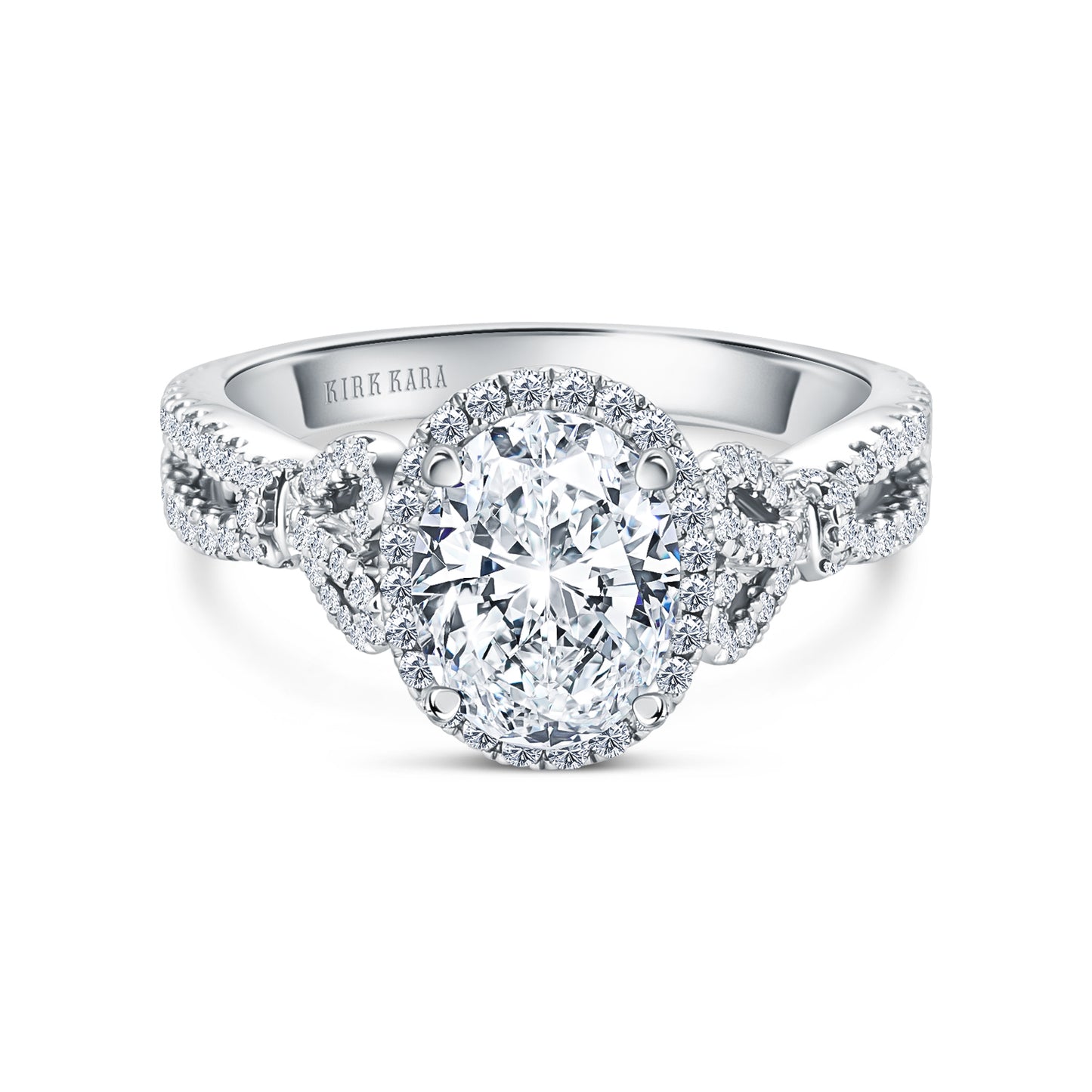 Delicate Bows Halo Diamond Engagement Ring