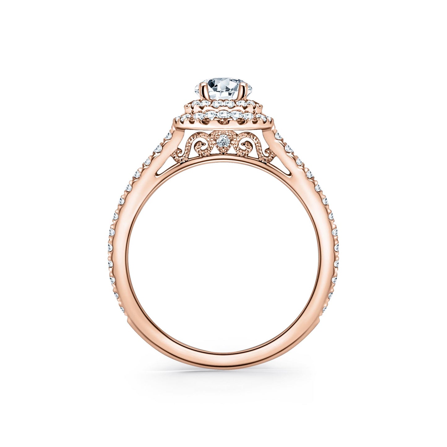 Classic Delicate Prong Set Double Halo Diamond Engagement Ring